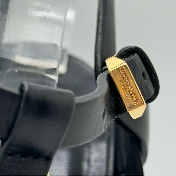 SAINT LAURENT TRIBUTE sandals black open toe strappy stiletto platform 36.5 - Picture 10 of 15